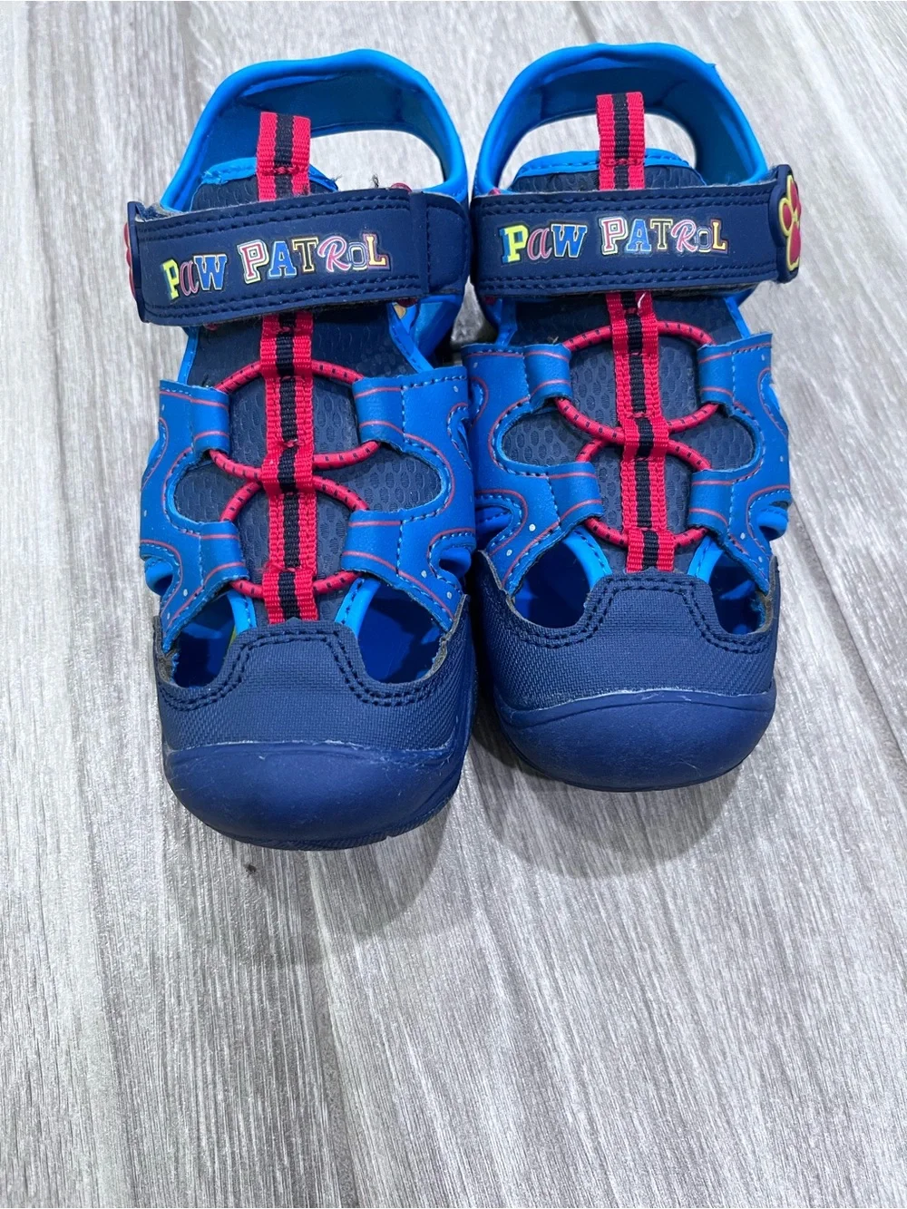 Paw Patrol Navy and Bright Blue Kids' Closed-Toe Sandals with Red Accents